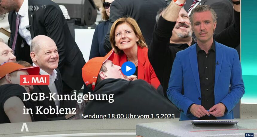 1. Mai in Koblenz: Kanzler Scholz und Ministerpräsidentin Dreyer für Tarifverträge
