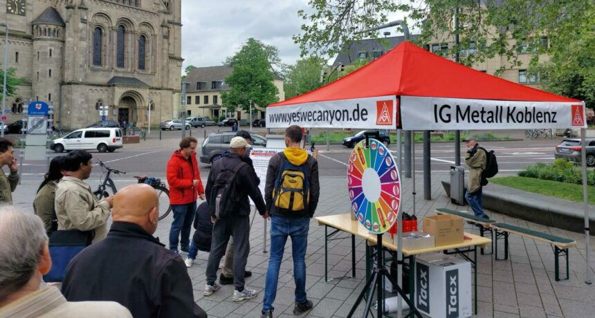 Große Solidarität in der Koblenzer Bevölkerung, für einen Tarifvertrag bei Canyon.